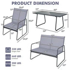 Costway 4-Piece Metal Patio Furniture Chat Set Outdoor Conversation Table Garden