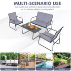 Costway 4-Piece Metal Patio Furniture Chat Set Outdoor Conversation Table Garden