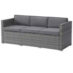 Patio Furniture Set  3-Piece Rattan Outdoor Sofa, Ottoman, and Table Combo for Deck, Pool, Sunroom or Backyard Furniture by Lavish Home (Gray/Blue)