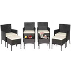 Costway 8PCS Patio Rattan Furniture Set Sofas Ottomans Cushioned Table Free Combination