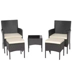 Costway 5PCS Patio Rattan Furniture Set Cushioned Sofa Ottoman Armrest Side Table Garden