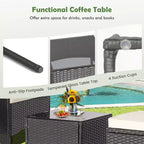 Costway 5PCS Patio Rattan Furniture Set Cushioned Sofa Ottoman Armrest Side Table Garden