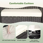 Costway 5PCS Patio Rattan Furniture Set Cushioned Sofa Ottoman Armrest Side Table Garden