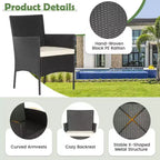 Costway 5PCS Patio Rattan Furniture Set Cushioned Sofa Ottoman Armrest Side Table Garden