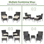 Costway 5PCS Patio Rattan Furniture Set Cushioned Sofa Ottoman Armrest Side Table Garden