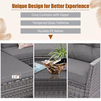 Costway 4PCS Patio Rattan Furniture Set Sofa Ottoman Cushion Garden Deck White/Gray/Black