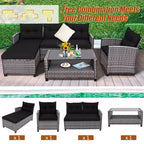 Costway 4PCS Patio Rattan Furniture Set Sofa Ottoman Cushion Garden Deck White/Gray/Black