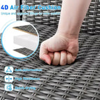 Costway 3PCS Patio Rattan Bar Table Stools Set Aluminum 360 Swivel Chairs with Padded Seat
