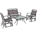 Costway 4pcs Patio Glider Conversation Set Swing Rocking Chair Table Heavy-Duty Outdoor