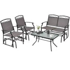Costway 4pcs Patio Glider Conversation Set Swing Rocking Chair Table Heavy-Duty Outdoor