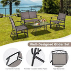 Costway 4pcs Patio Glider Conversation Set Swing Rocking Chair Table Heavy-Duty Outdoor