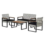 Wilder 4-Piece Modern Coastal Faux Wicker Conversation Outdoor Patio Set - JONATHAN Y