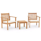 Costway 3 PCS Patio Wood Furniture Set Acacia Wood Chairs & Coffee Table with soft Cushions Grey/White