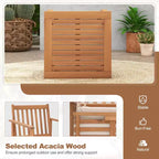 Costway 3 PCS Patio Wood Furniture Set Acacia Wood Chairs & Coffee Table with soft Cushions Grey/White