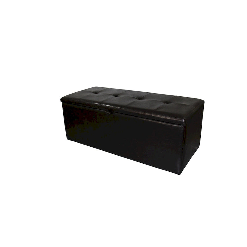 Brown Faux Leather Storage Bench