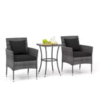 Costway 3 PCS Patio Furniture Set with Cushioned Patio Chairs & Tempered Glass Coffee Table Grey/Navy/White/Black