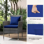 Costway 3 PCS Patio Furniture Set with Cushioned Patio Chairs & Tempered Glass Coffee Table Grey/Navy/White/Black