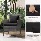 Costway 3 PCS Patio Furniture Set with Cushioned Patio Chairs & Tempered Glass Coffee Table Grey/Navy/White/Black