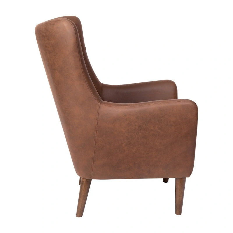 Upholstered Wingback Accent Chair with Wooden Frame and Legs