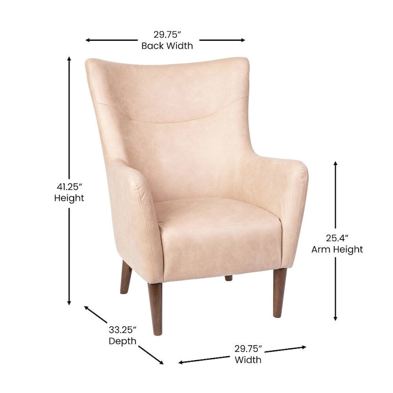 Upholstered Wingback Accent Chair with Wooden Frame and Legs