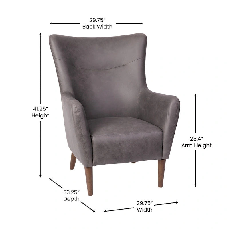 Upholstered Wingback Accent Chair with Wooden Frame and Legs