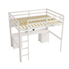 Hochbett mit Schreibtisch und Schränken