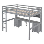 Hochbett mit Schreibtisch und Schränken