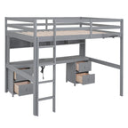 Hochbett mit Schreibtisch und Schränken