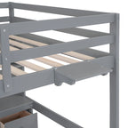 Hochbett mit Schreibtisch und Schränken