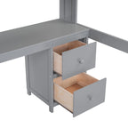 Hochbett mit Schreibtisch und Schränken