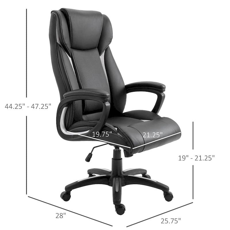 Ergonomic Office Chair Adjustable Height PU Leather Rocker 360? Swivel Home Task Seat, Black