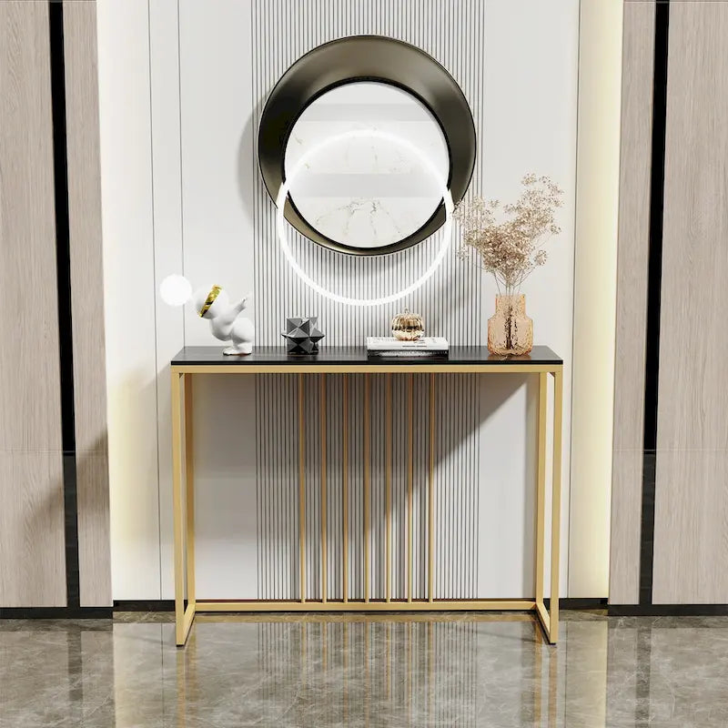 47 Long Narrow Console Tables Sintered Stone for Entryway Sofa Table - L 47 x W 12 x H 31