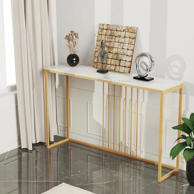47 Long Narrow Console Tables Sintered Stone for Entryway Sofa Table - L 47 x W 12 x H 31