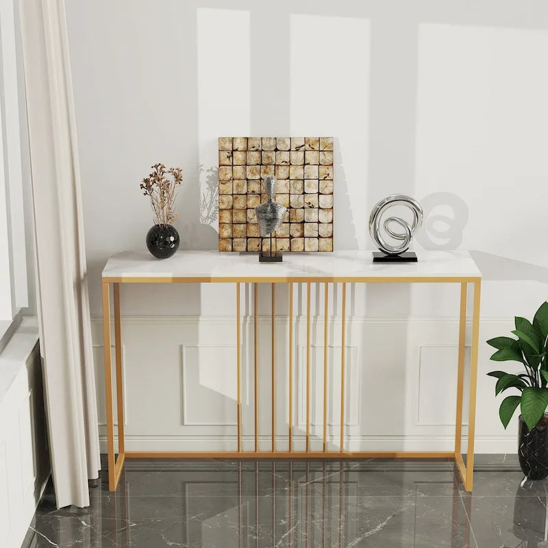 47 Long Narrow Console Tables Sintered Stone for Entryway Sofa Table - L 47 x W 12 x H 31