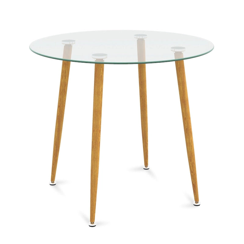 Runder Freizeit-Couchtisch aus Glas mit Metallbeinen