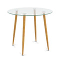 Runder Freizeit-Couchtisch aus Glas mit Metallbeinen