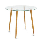 Runder Freizeit-Couchtisch aus Glas mit Metallbeinen
