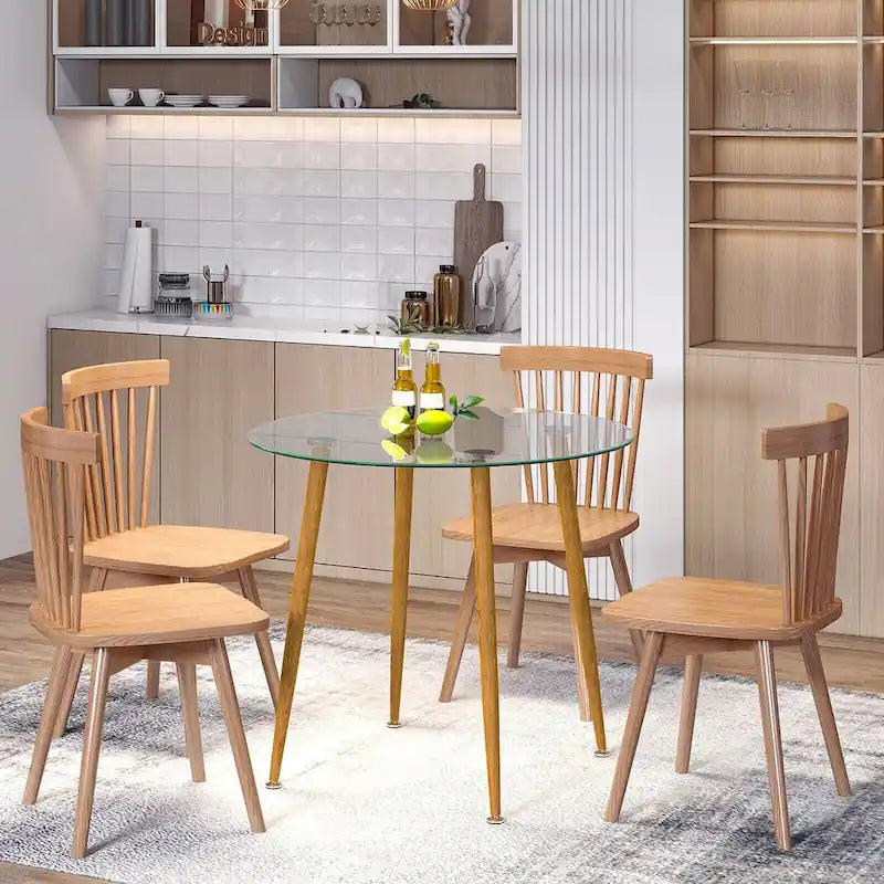 Runder Freizeit-Couchtisch aus Glas mit Metallbeinen
