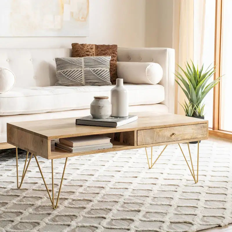 1-Drawer 1-Shelf Living Room Coffee Table - 43 W x 21.6 L x 16 H - 43Wx22Dx16H