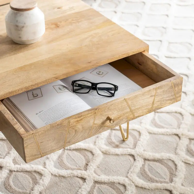 1-Drawer 1-Shelf Living Room Coffee Table - 43 W x 21.6 L x 16 H - 43Wx22Dx16H