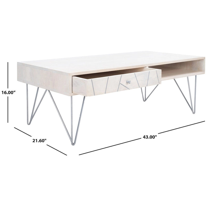 1-Drawer 1-Shelf Living Room Coffee Table - 43 W x 21.6 L x 16 H - 43Wx22Dx16H