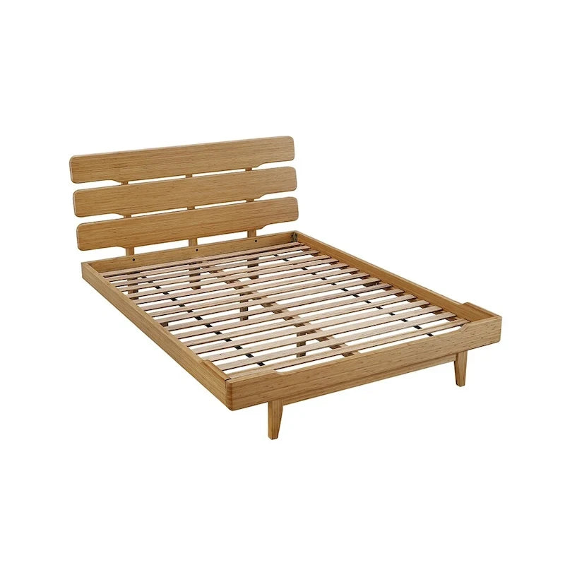 Letto matrimoniale con piattaforma, color caramello