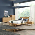 Letto matrimoniale con piattaforma, color caramello
