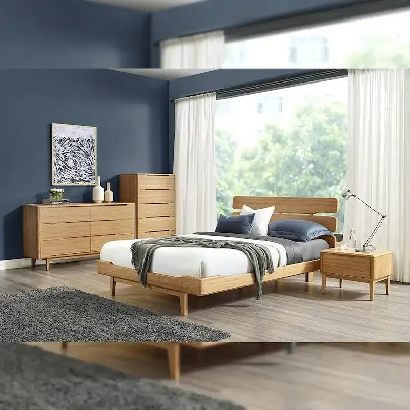 Letto matrimoniale con piattaforma, color caramello
