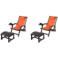 Jiallo Romantic Collection Canvas Sling Chair with Cup and Wine Holder and Ottoman (Set of 4)