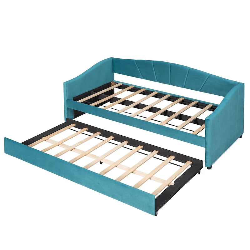 Twin Size Upholstered Daybed Sofa Bed With Trundle Bed