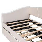 Twin Size Upholstered Daybed Sofa Bed With Trundle Bed