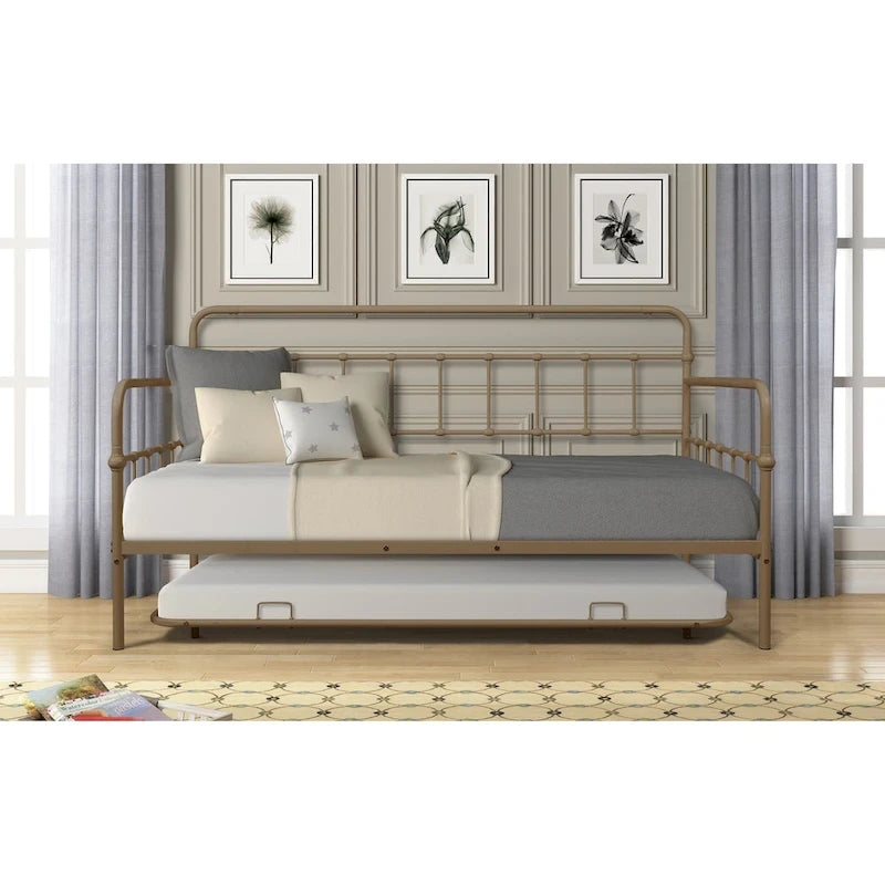 Tagesbett mit Metallgestell und Ausziehbett