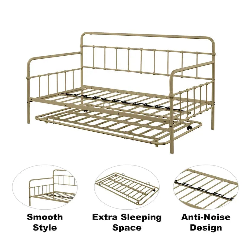 Tagesbett mit Metallgestell und Ausziehbett