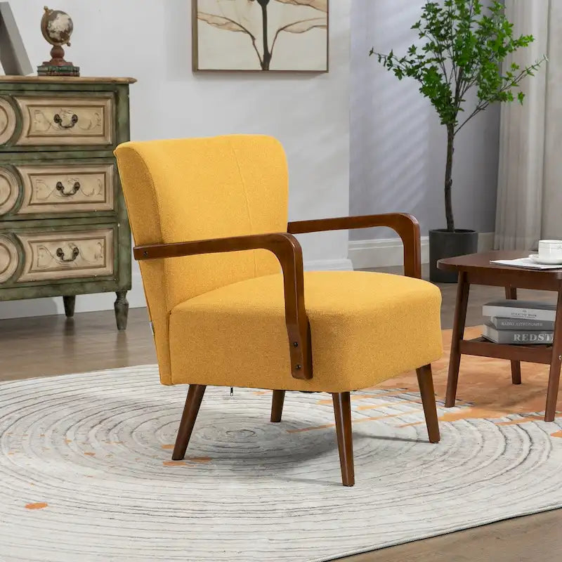 Sedie moderne in soggiorno, poltrone con struttura in legno